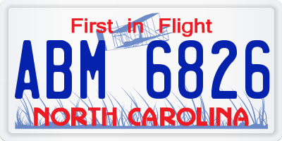 NC license plate ABM6826