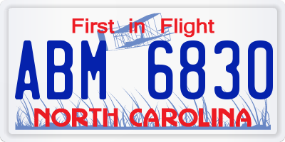 NC license plate ABM6830