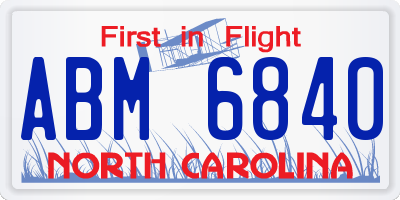 NC license plate ABM6840