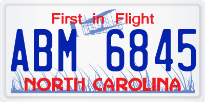 NC license plate ABM6845