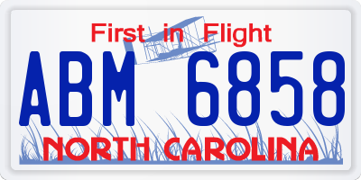 NC license plate ABM6858