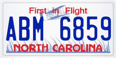 NC license plate ABM6859