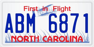 NC license plate ABM6871