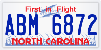 NC license plate ABM6872