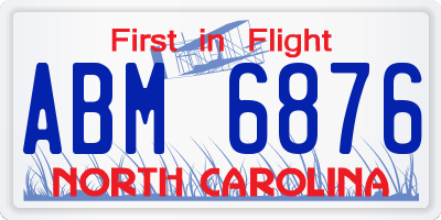 NC license plate ABM6876