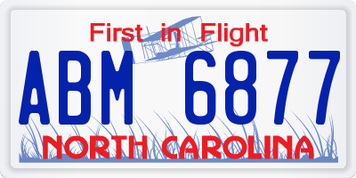 NC license plate ABM6877