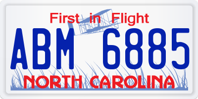 NC license plate ABM6885