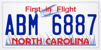 NC license plate ABM6887
