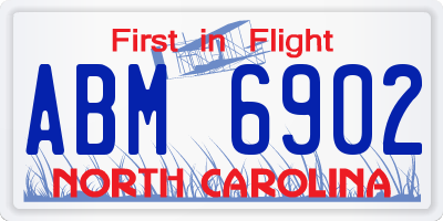NC license plate ABM6902