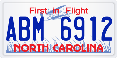 NC license plate ABM6912