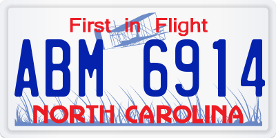 NC license plate ABM6914