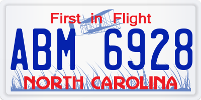 NC license plate ABM6928