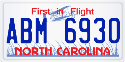 NC license plate ABM6930