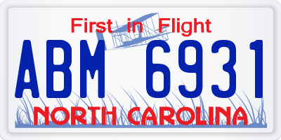 NC license plate ABM6931