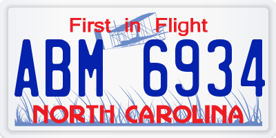 NC license plate ABM6934