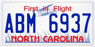 NC license plate ABM6937