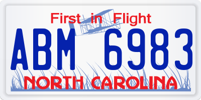 NC license plate ABM6983