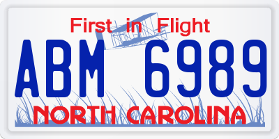 NC license plate ABM6989