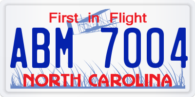 NC license plate ABM7004