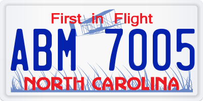 NC license plate ABM7005
