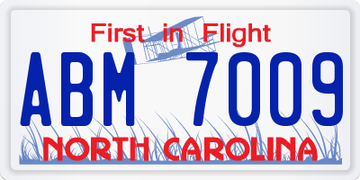 NC license plate ABM7009