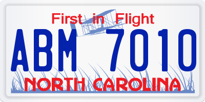 NC license plate ABM7010