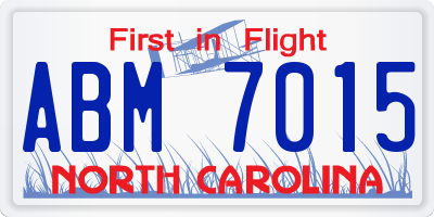 NC license plate ABM7015