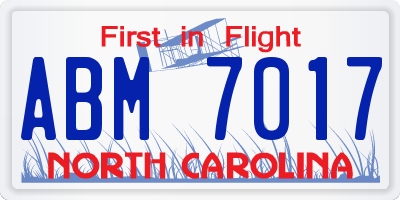 NC license plate ABM7017