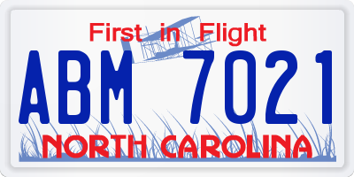 NC license plate ABM7021