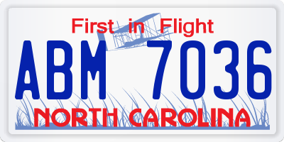 NC license plate ABM7036