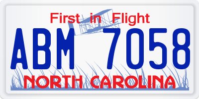 NC license plate ABM7058