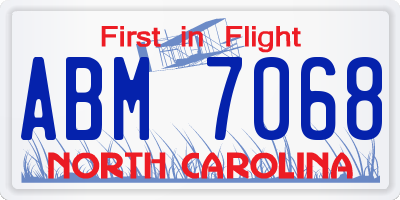 NC license plate ABM7068