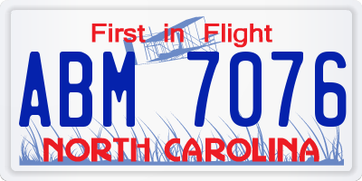 NC license plate ABM7076