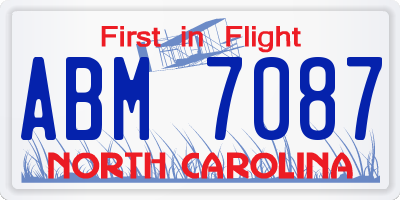 NC license plate ABM7087