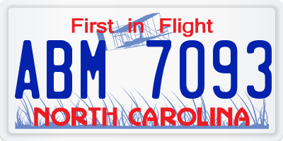 NC license plate ABM7093