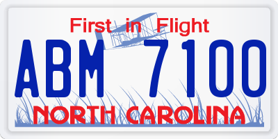 NC license plate ABM7100