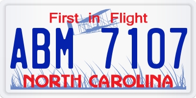 NC license plate ABM7107
