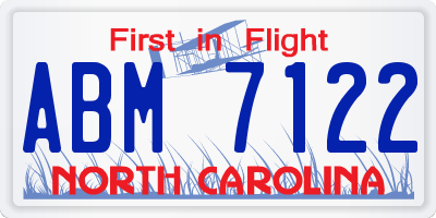 NC license plate ABM7122