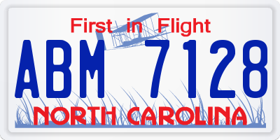 NC license plate ABM7128