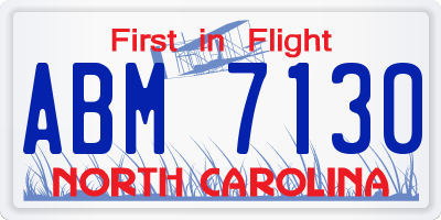 NC license plate ABM7130
