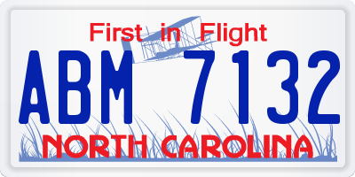 NC license plate ABM7132