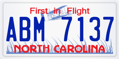 NC license plate ABM7137