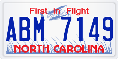 NC license plate ABM7149