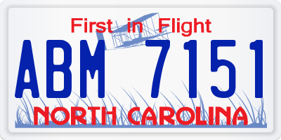 NC license plate ABM7151
