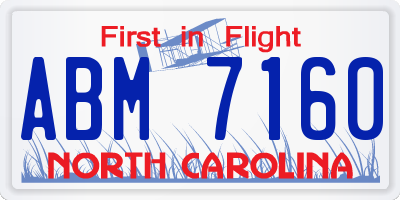NC license plate ABM7160