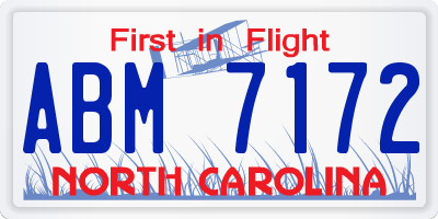 NC license plate ABM7172