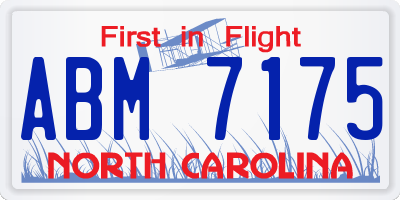 NC license plate ABM7175