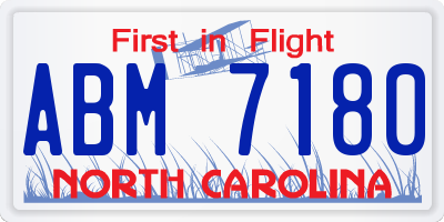 NC license plate ABM7180