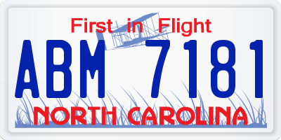 NC license plate ABM7181