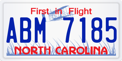NC license plate ABM7185